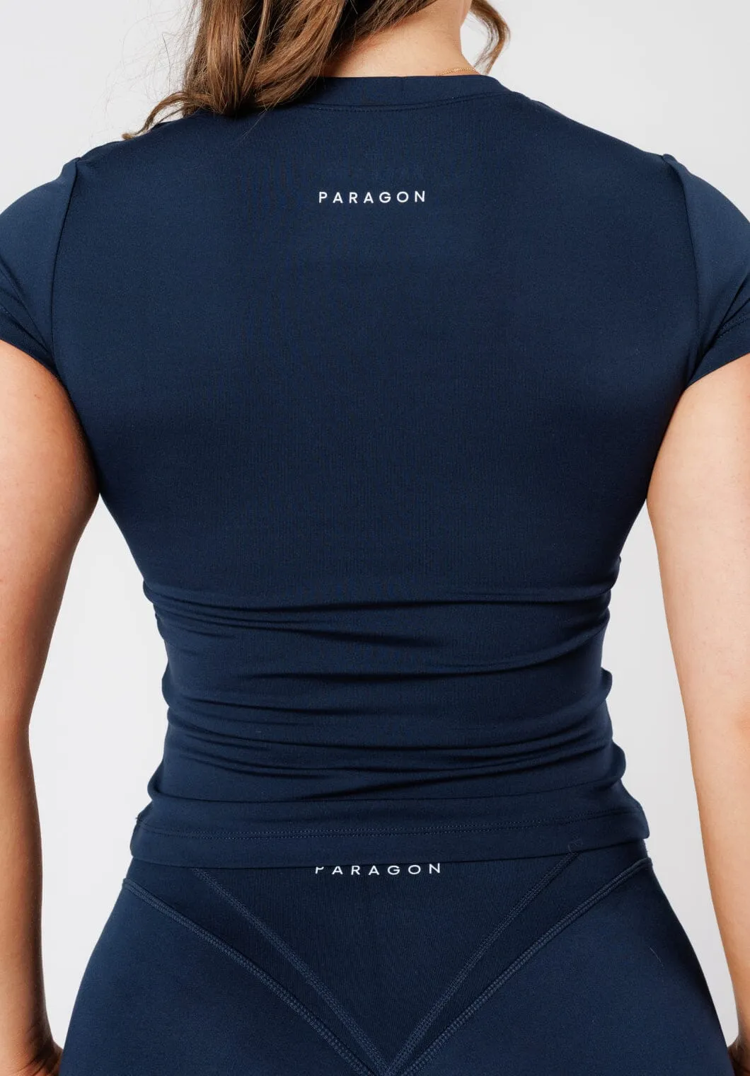 Reluna? Full Length Short Sleeve Top Ink Flexible Shoulder Seams