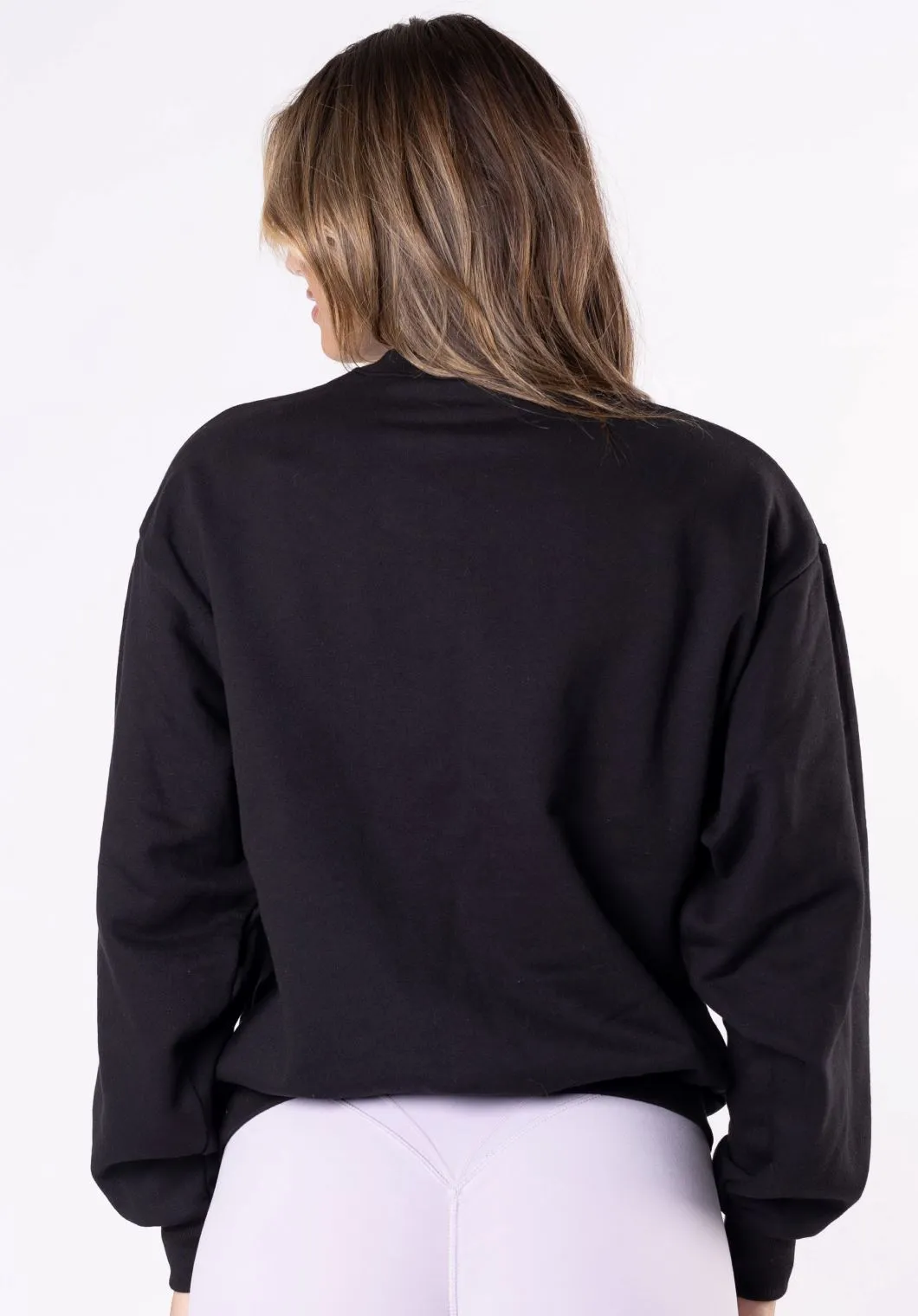 All-day Comfort Travel Sporty Varsity Crewneck Black