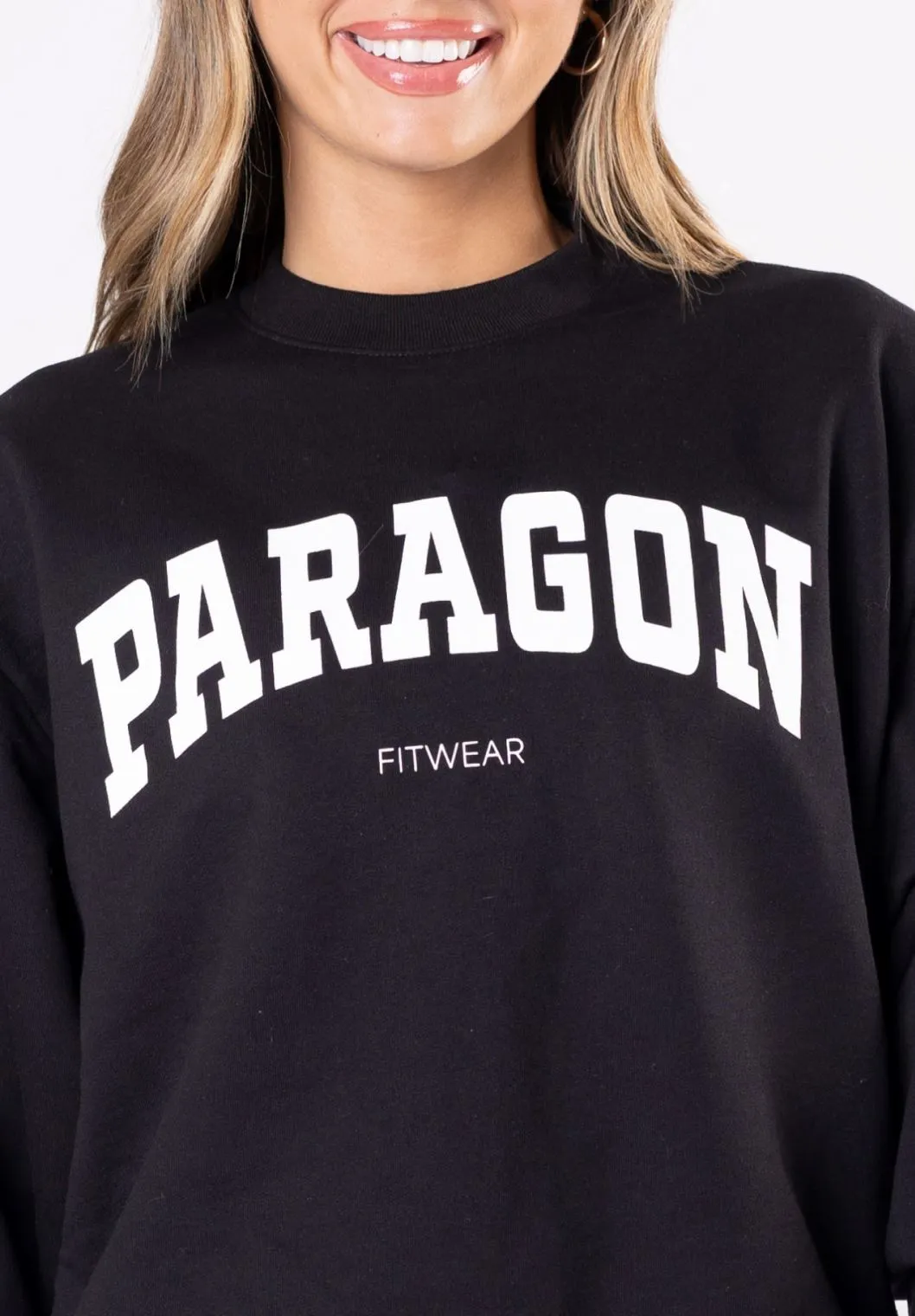 Varsity Crewneck Black Fashion Top fade resistance