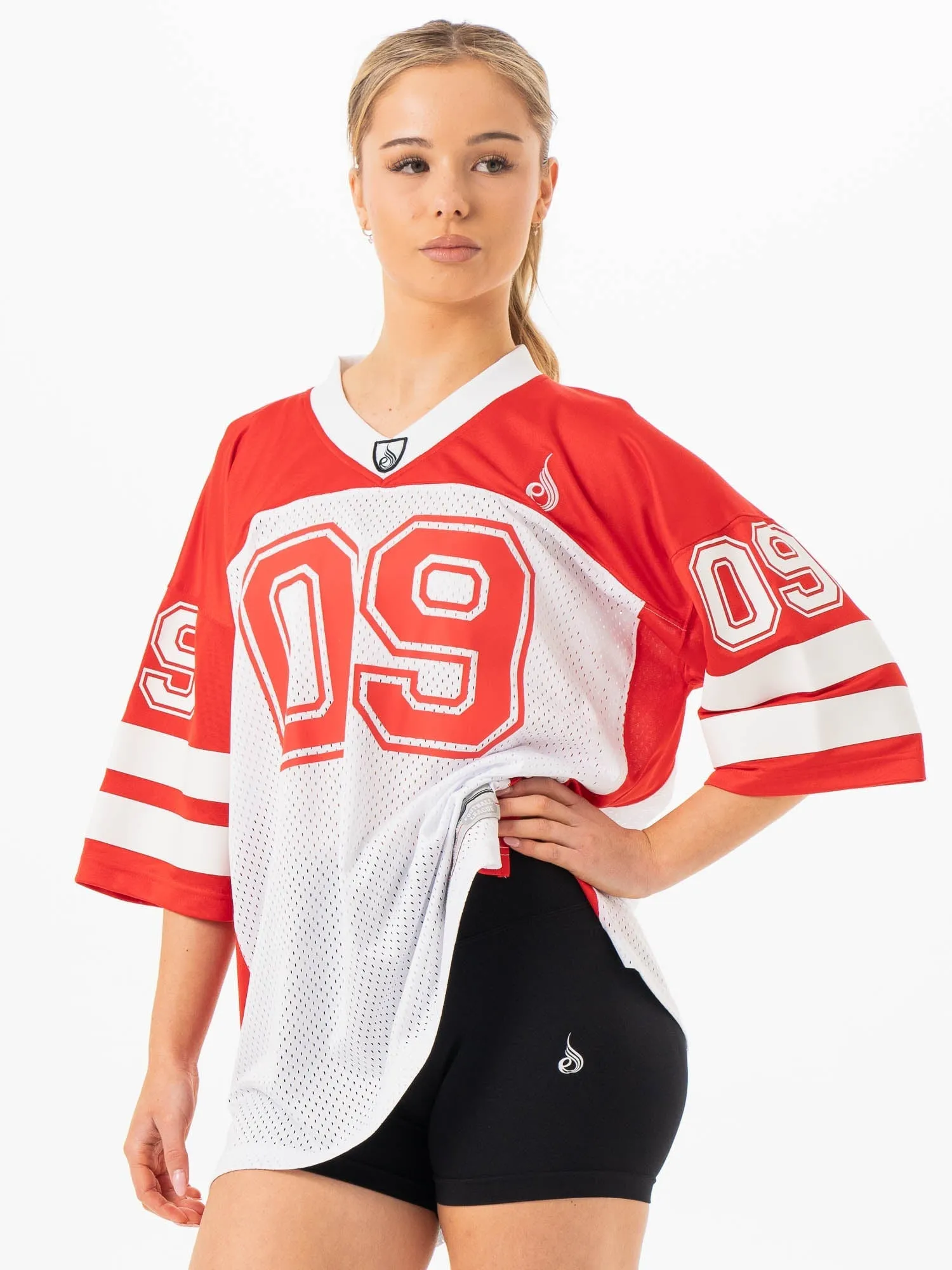 Varsity Jersey - Red DoubleLayeredCollar Cozy Vibes