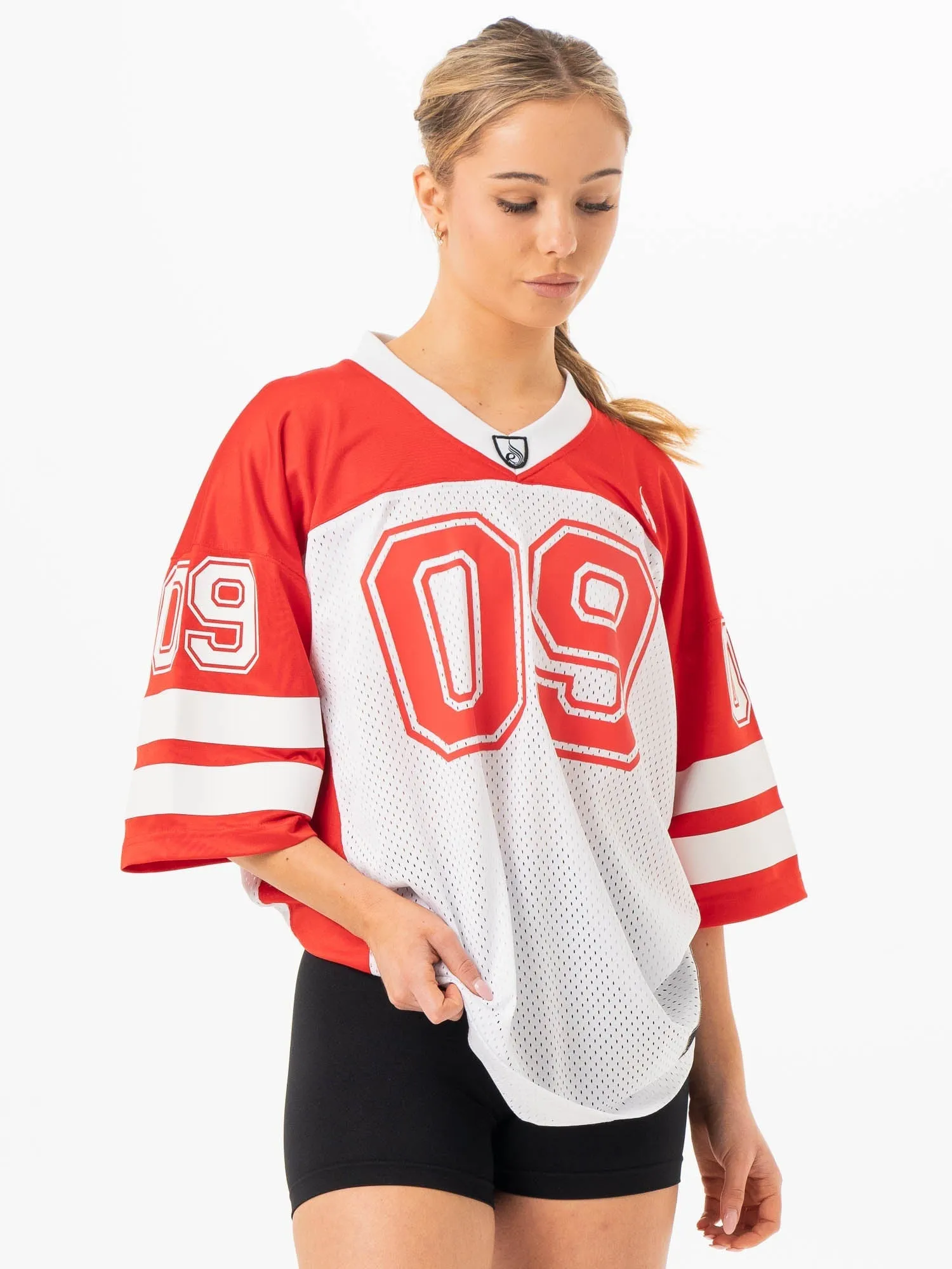 Comfy Stretch Wear Varsity Jersey - Red