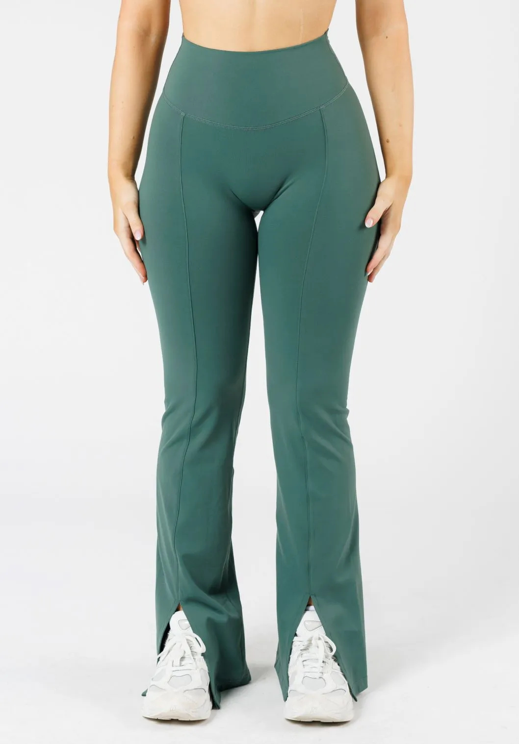 FormLux Front Slit Sculptseam? Plus Flare Legging 32" Pine Casual Day Luxury Choice Feminine Fit