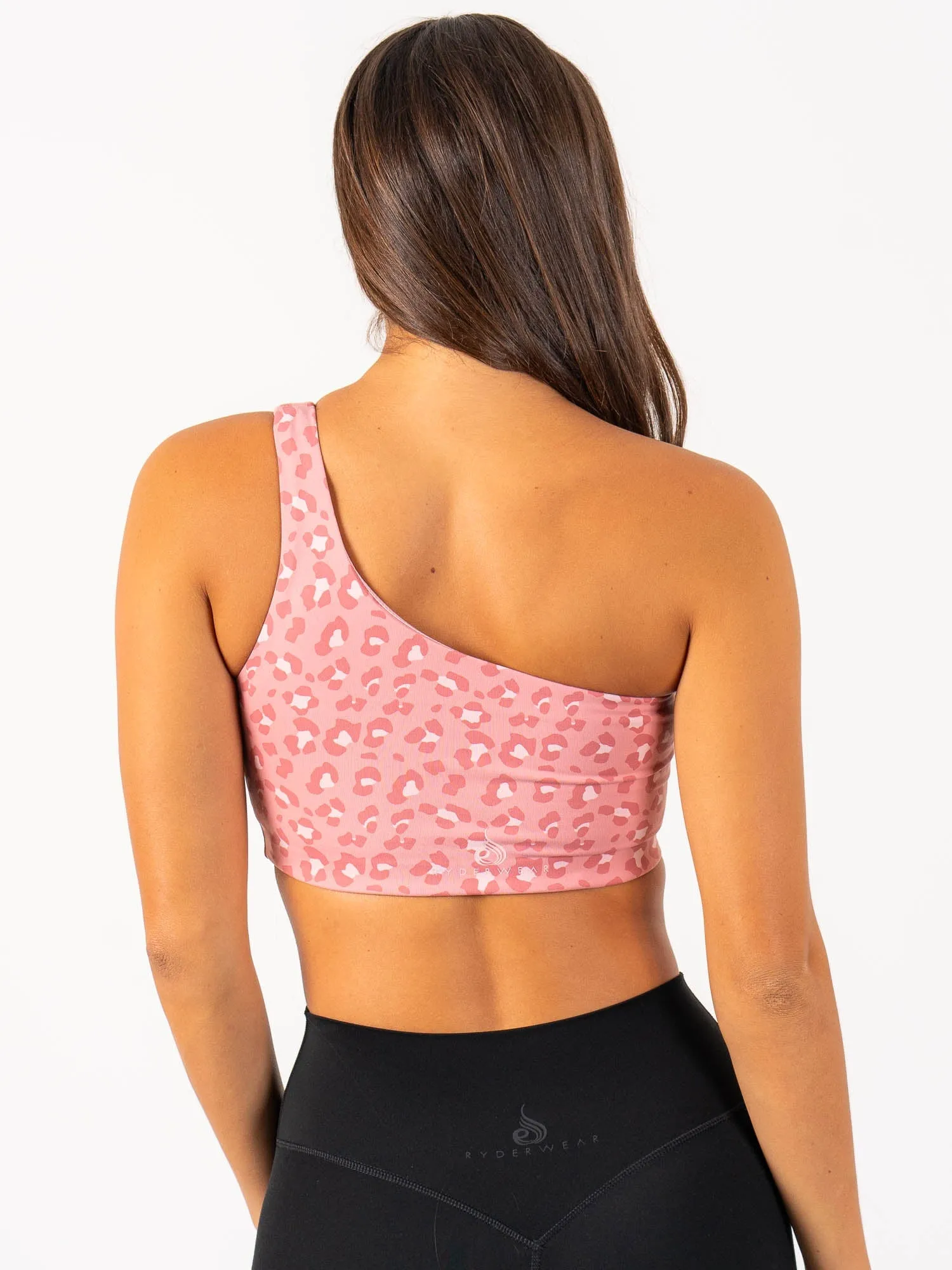 Anti-static Adapt One Shoulder Sports Bra - Pink Leopard