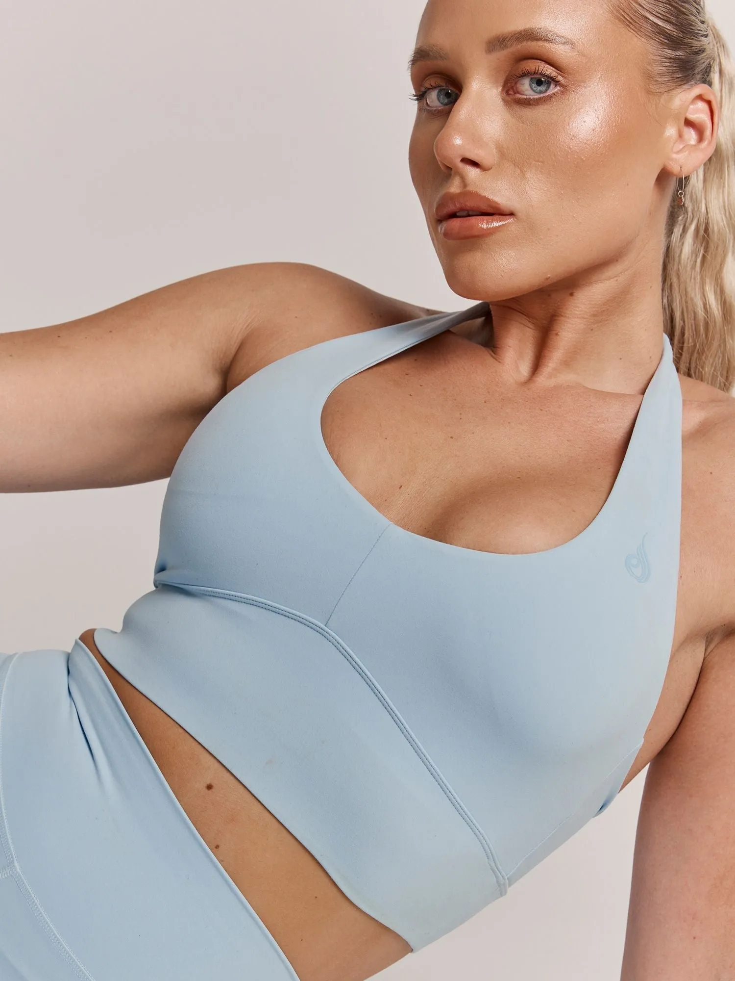 NKD Arch Halter Sports Bra - Baby Blue White