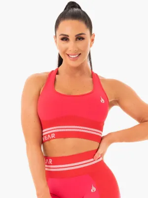 Freestyle Seamless Longline Sports Bra - Red Layered Coverage Design stretchy fabric