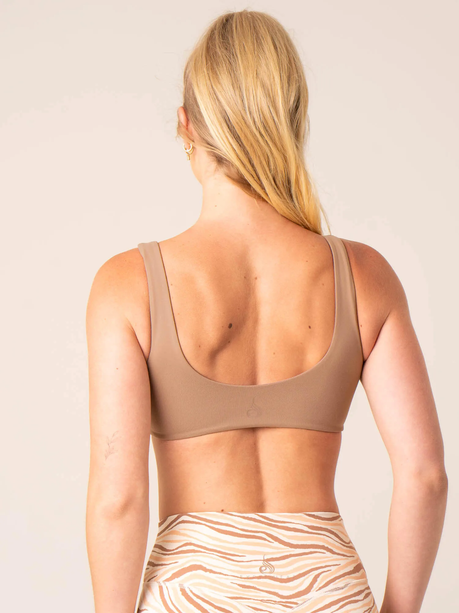 Unstoppable Lounge Bra - Mocha Pilates outfit