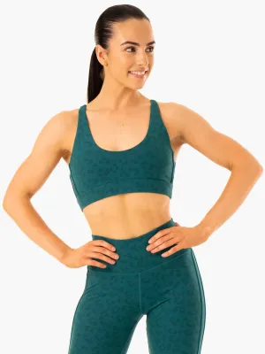 Non-Slip Comfort Structural seams Evolution Sports Bra - Teal Leopard