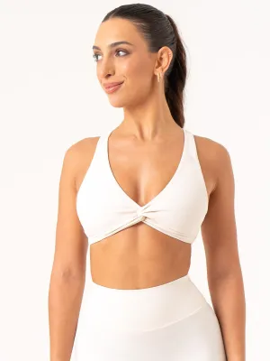 NKD Knot Sports Bra - Off White Non slip grip synthetic materials