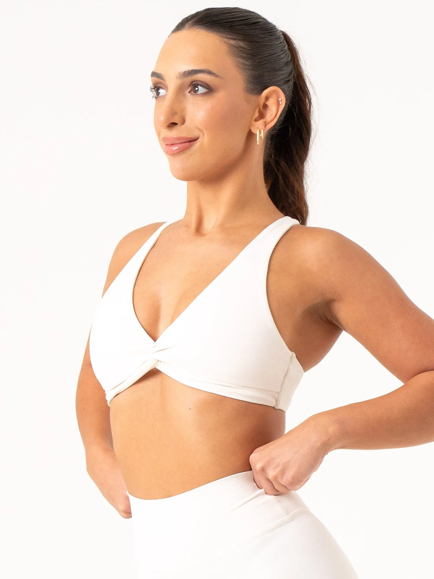 NKD Knot Sports Bra - Off White Supportive Comfort Compression Zone Technology