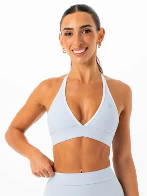 Easy Fastening NKD Contrast Halter Bra - Sky Blue