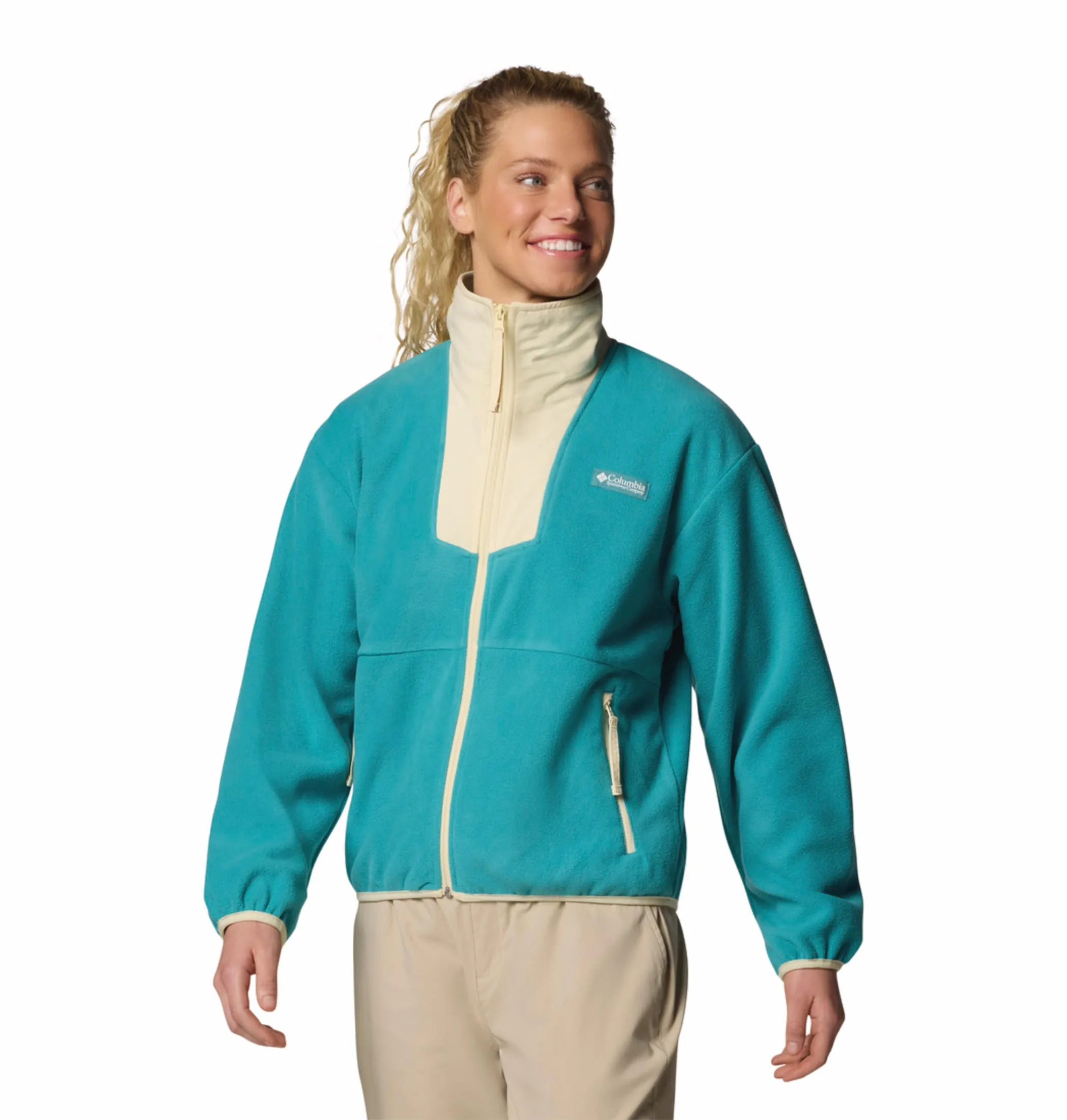 Columbia Women Green Sequoia Grove Full Zip Fleece Quick Access Pockets popular in Asia