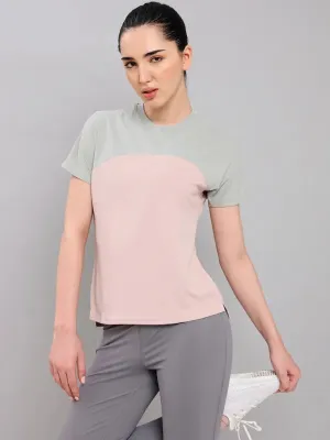 Women Colorblock Slim Fit Crew Neck T-shirt with TECHNO COOL  Sleek Stretch