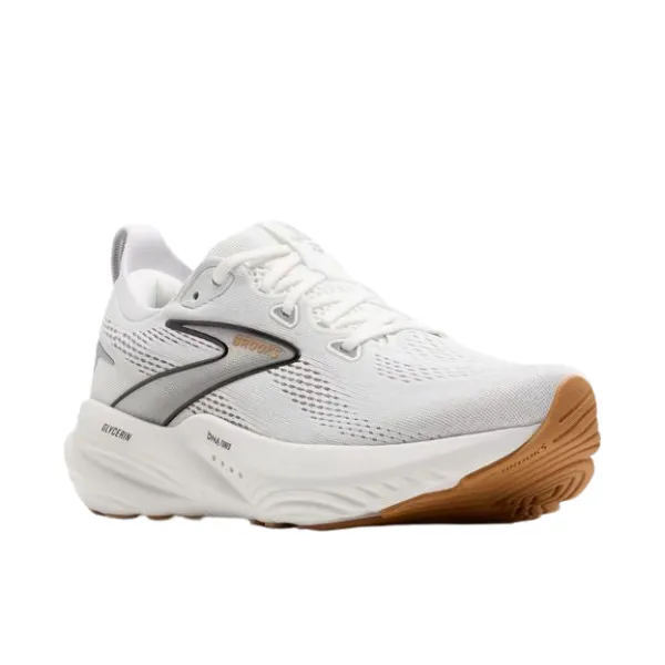 Brooks Women's Glycerin GTS 22 White/Grey/Black windproof shoes elevated - heel running option