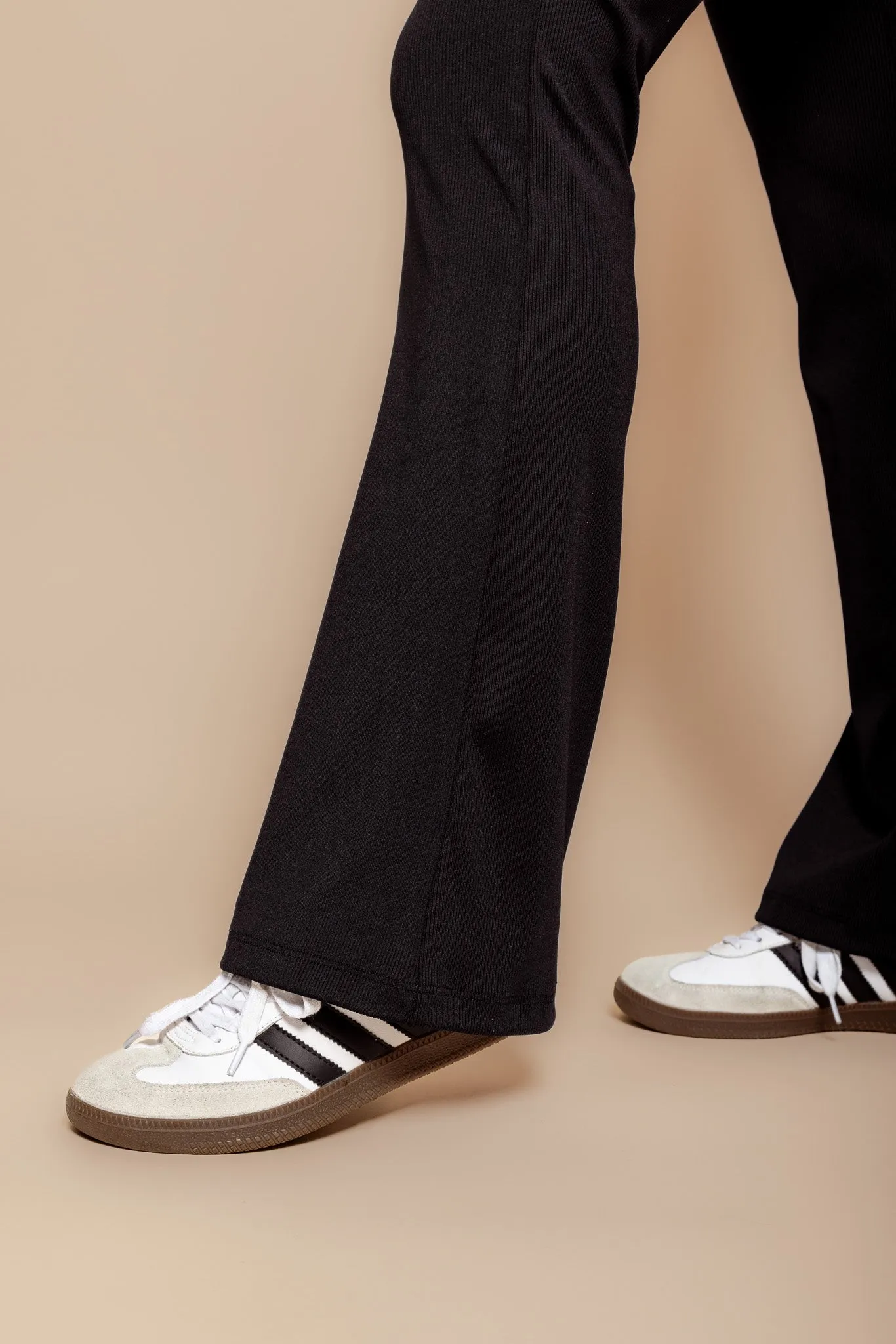 Rib Flare Pant Casual Chic Flexible Wear City Walk
