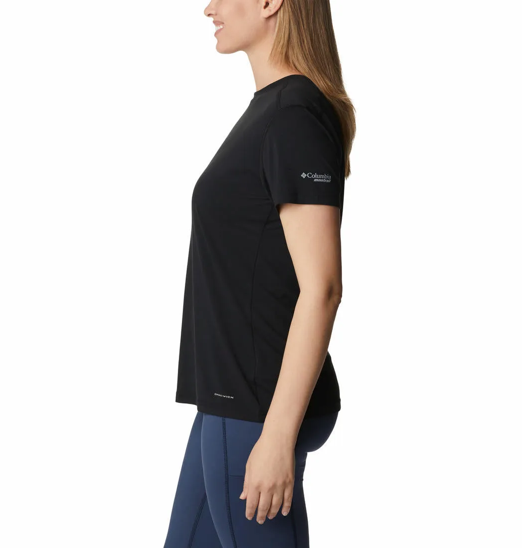 Columbia Women Black W Endless Trail Running Tech Tee Easy Fit