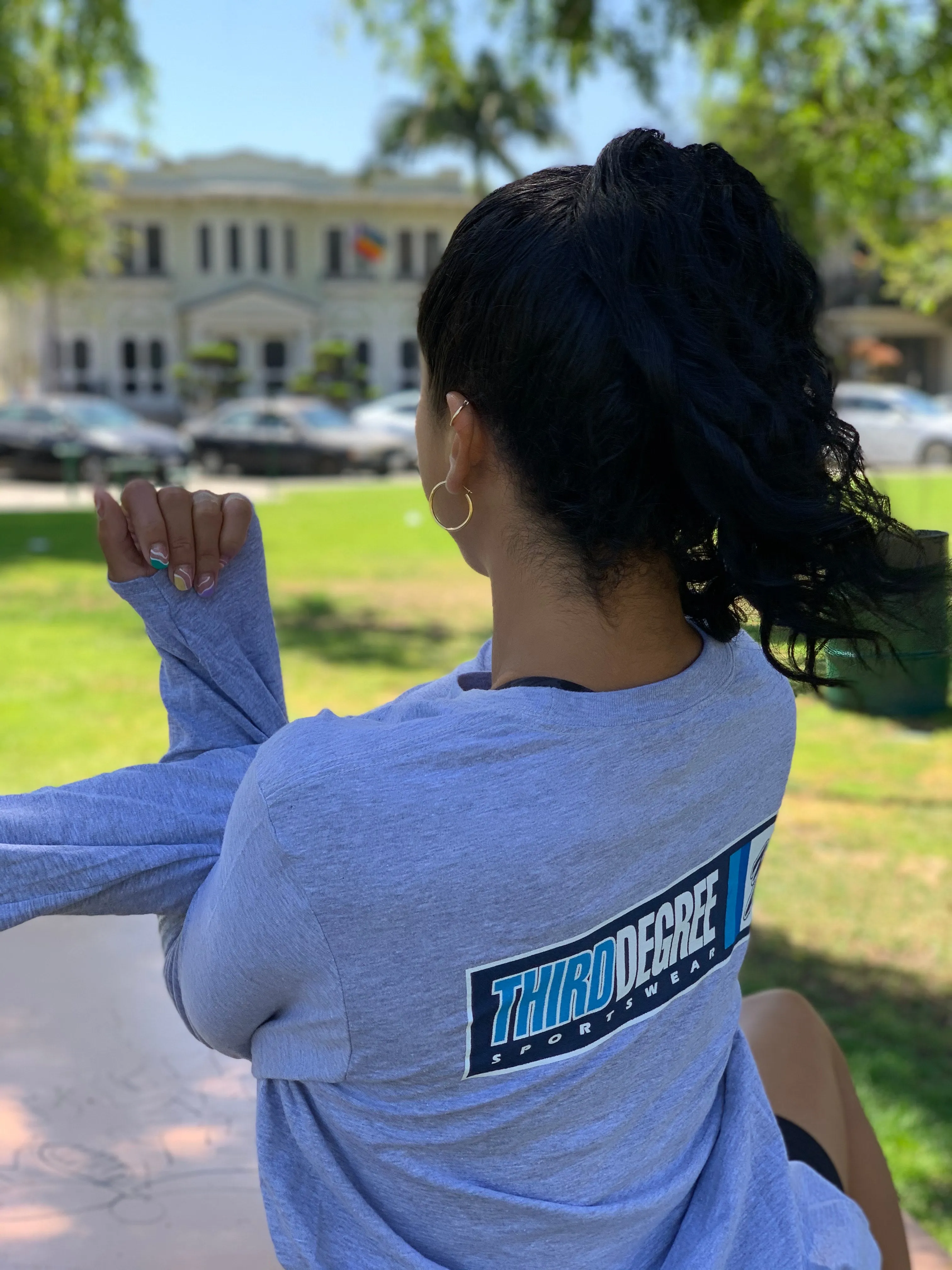 Retro Back Long Sleeve Tee Breathable fabric