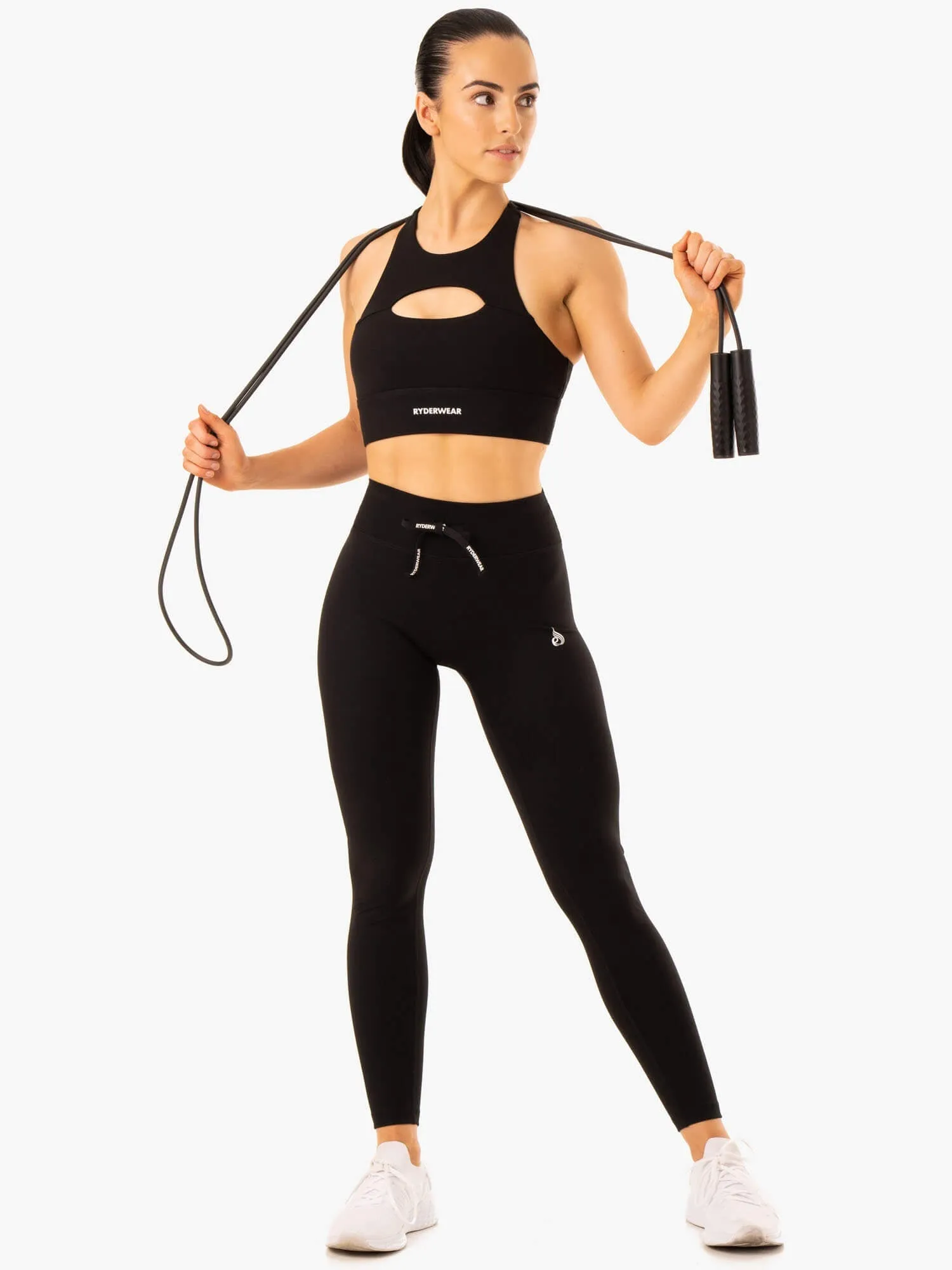 Replay Cut Out Sports Bra - Black Shape Retention Fitness