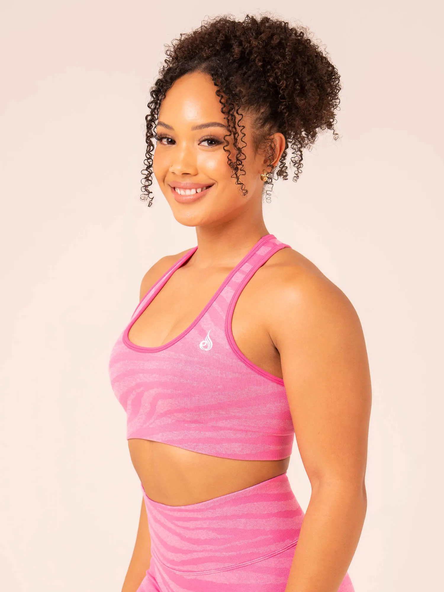 Zebra Seamless Sports Bra - Pink Zebra Gym-goers supportive material