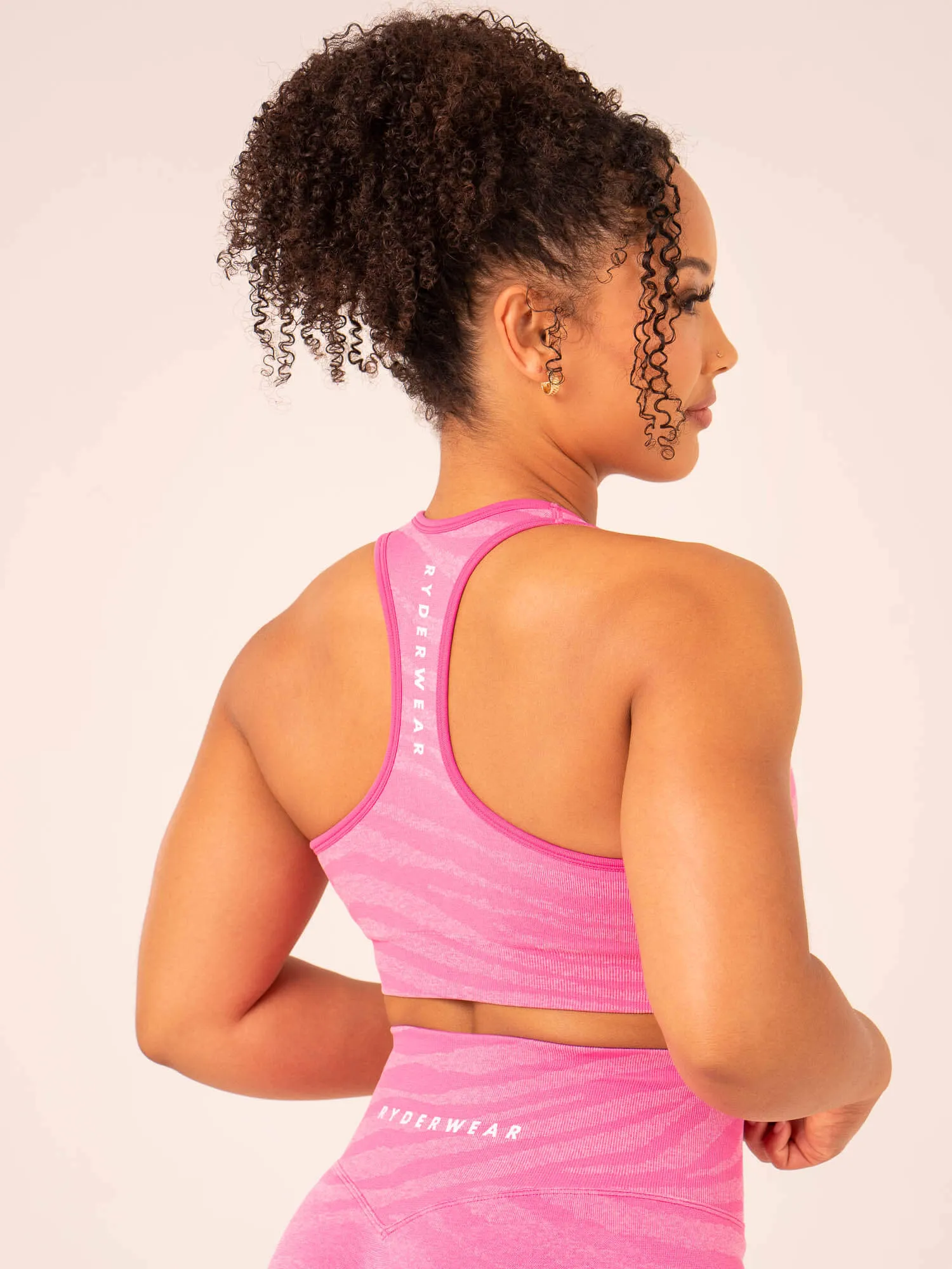 Trendy Invisible stitching seams Zebra Seamless Sports Bra - Pink Zebra