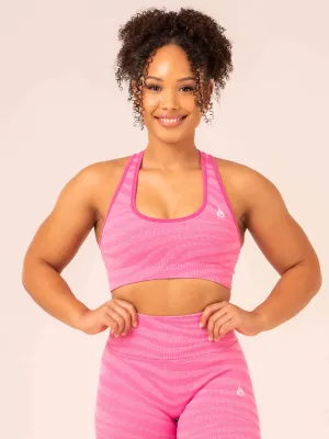 Collared Zebra Seamless Sports Bra - Pink Zebra