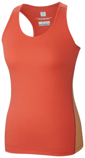 Columbia Women Orange Freeze Degree II Tank Top (Sun Protection) Geometric precision AllSeasonWear