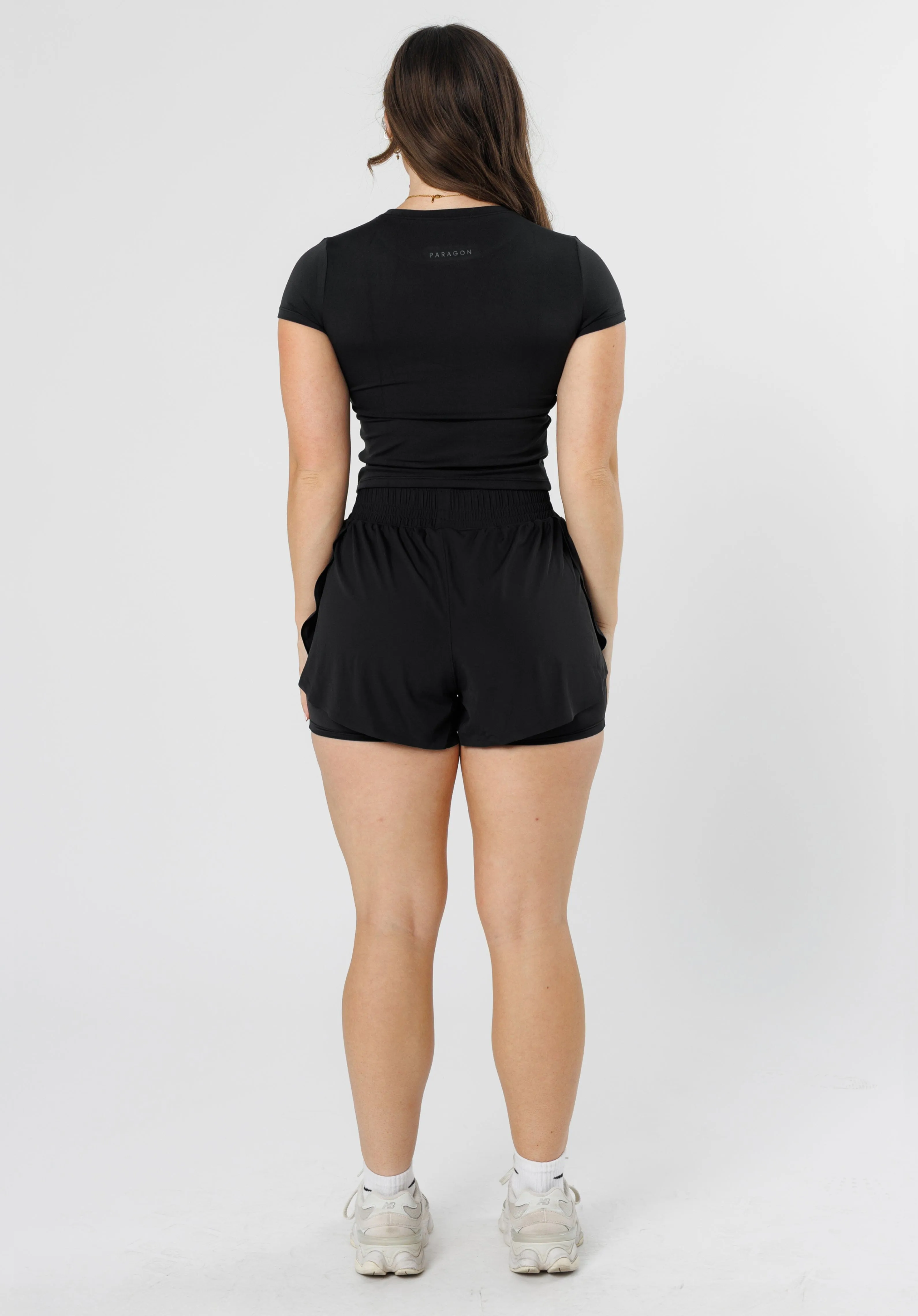 FeatherKnit? Momentum Trackshort Black Soft Motion Mesh Fabric