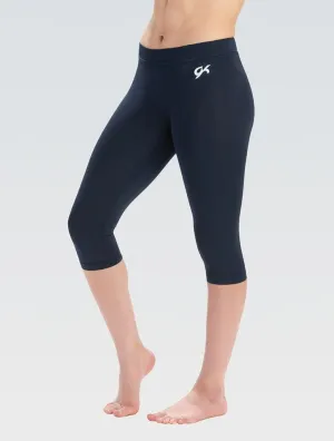 DryTech Workout Capris Navy Yoga Class Beginner Level Soft Stretch Design