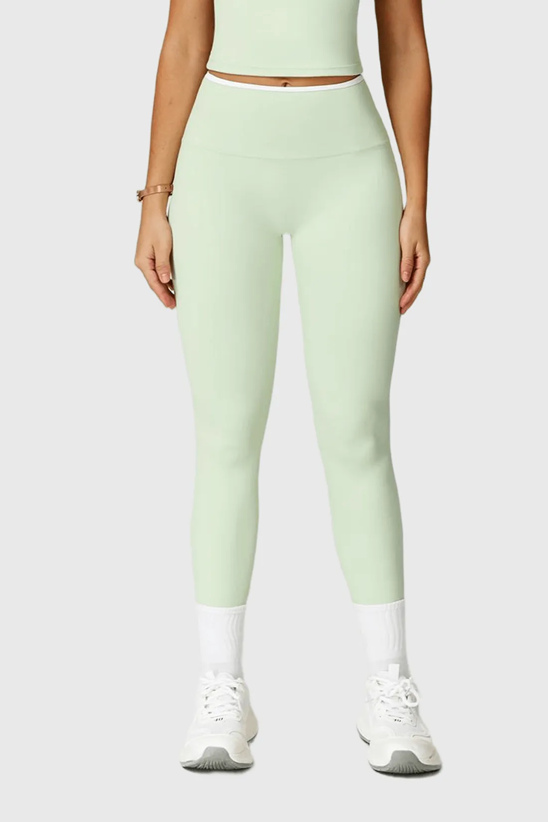 High Waist Colorblock Trim Leggings Smart Fit
