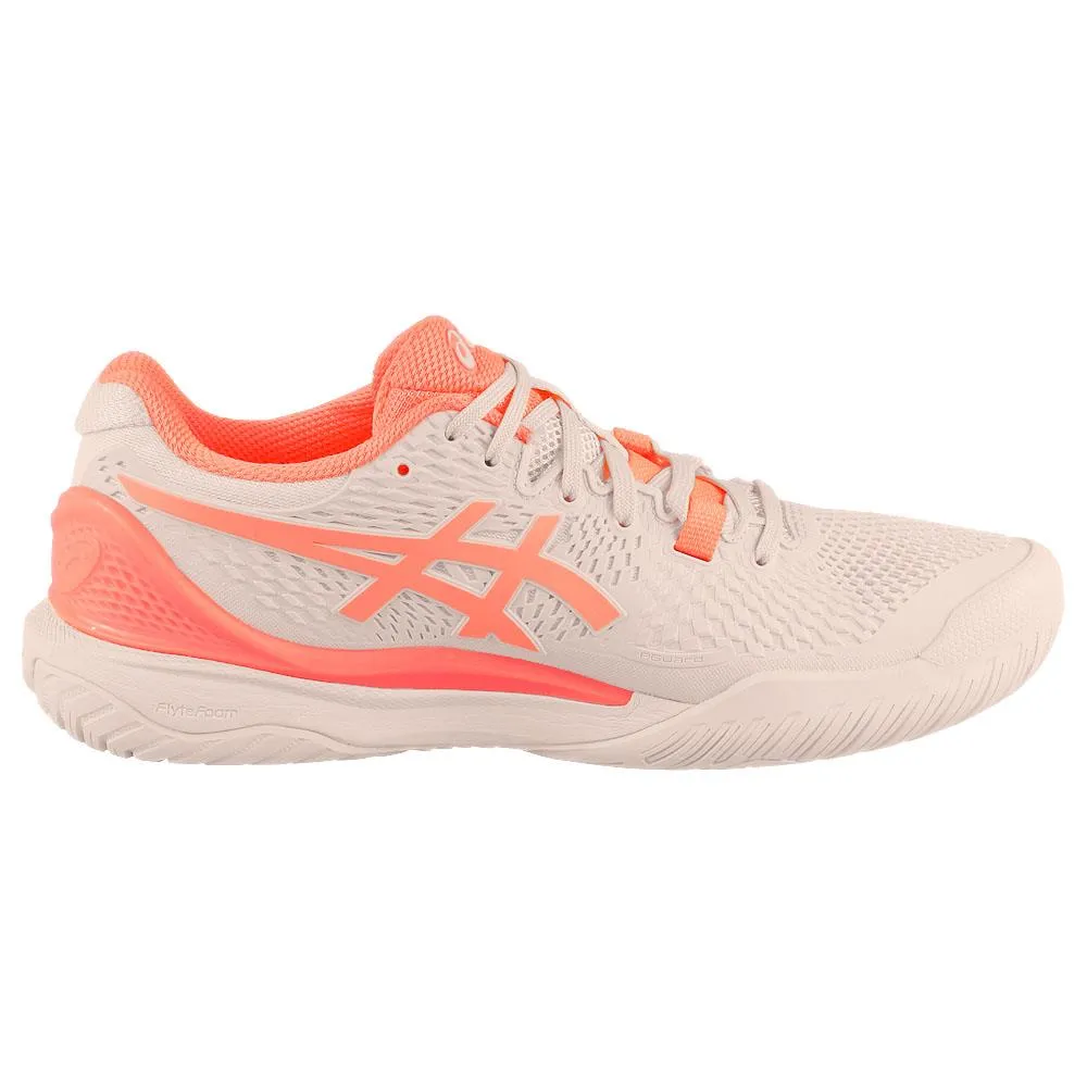 Asics Women's Gel-Resolution 9 - Pearl Pink/Sun Coral Soft Toe Box Ventilation Channel System