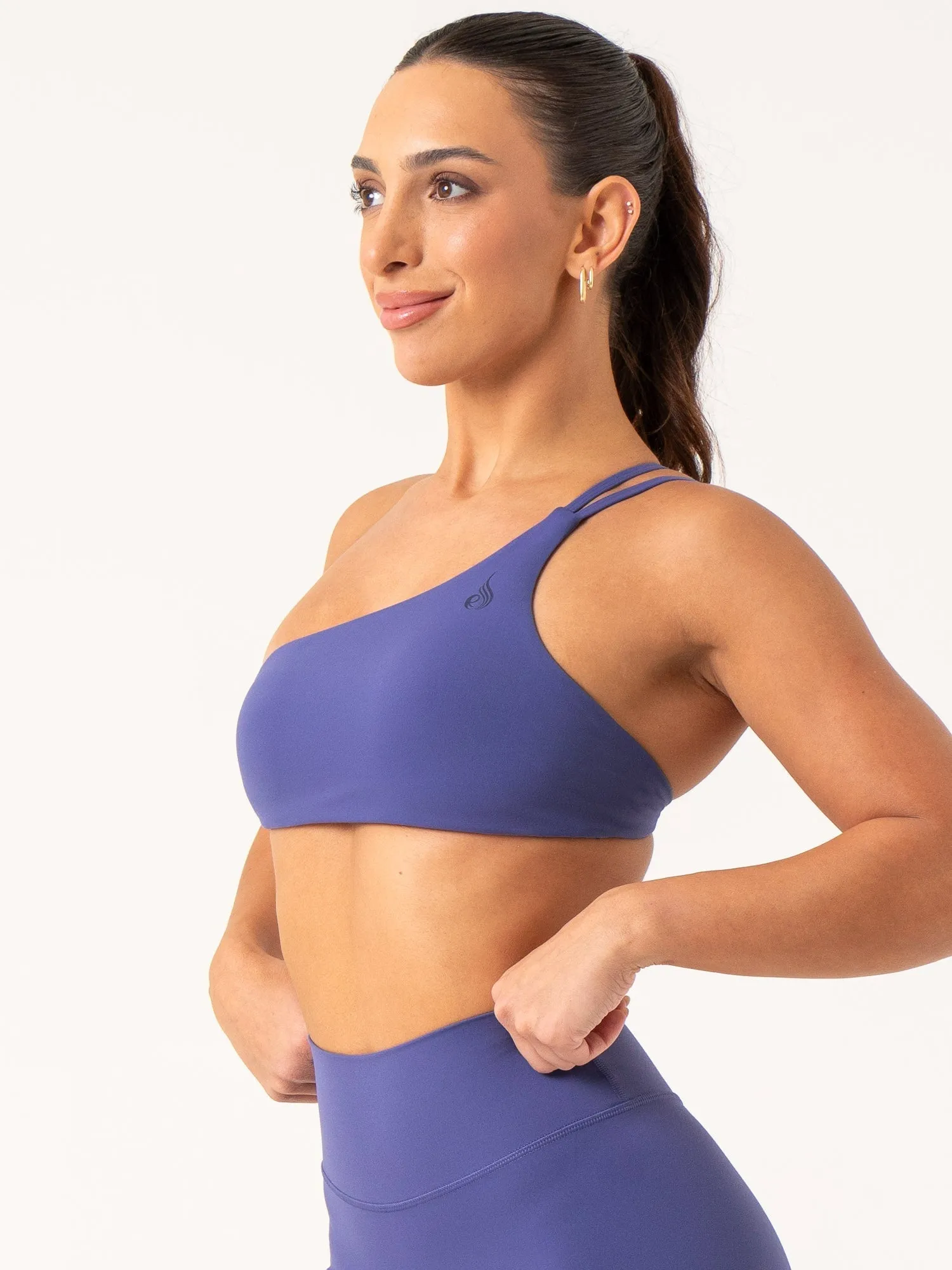 NKD One Shoulder Sports Bra - Indigo Body-Conforming Fit Seamless Band