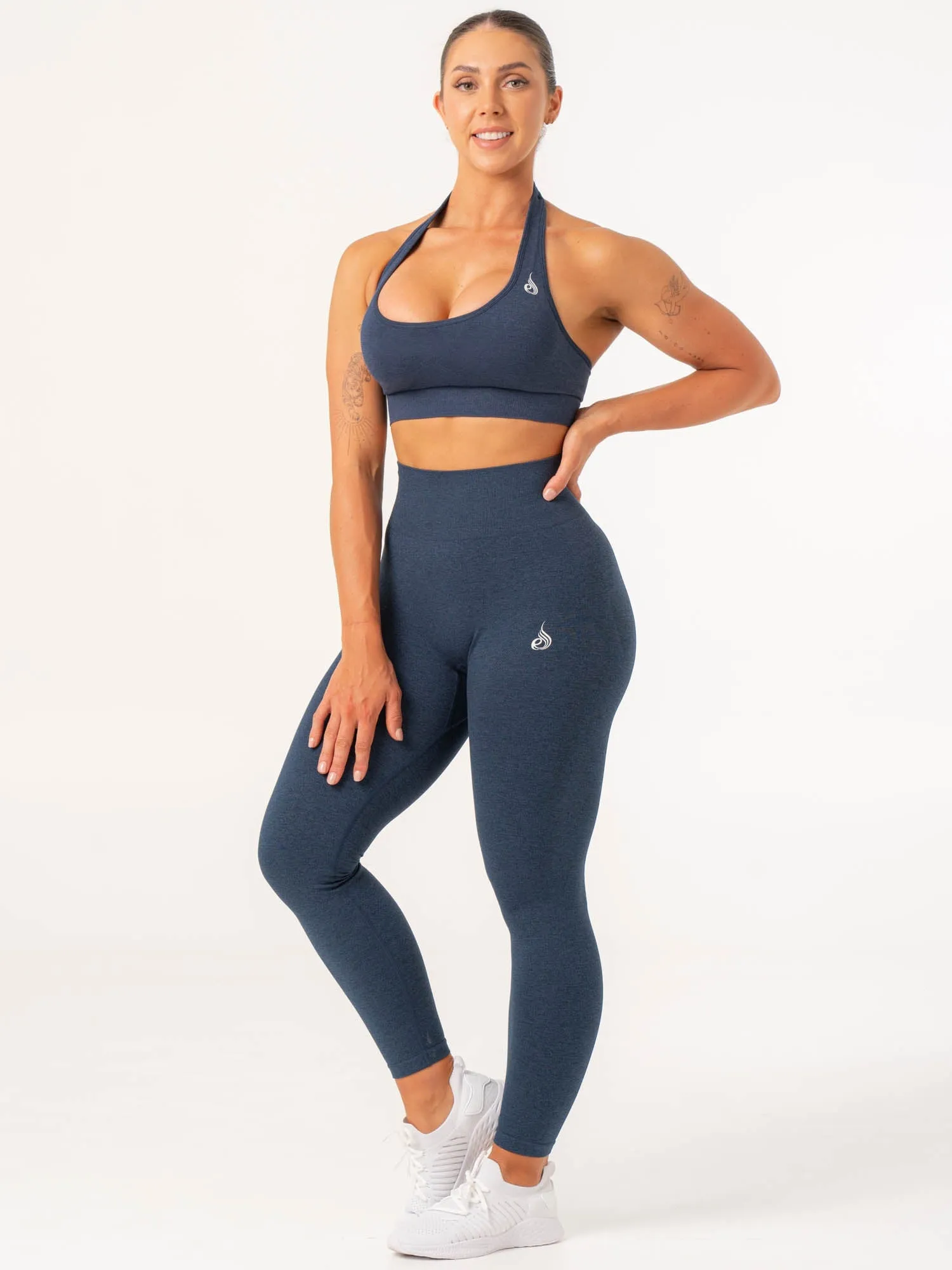 Contour Halter Bra - Navy Marl Trendy workout clothes