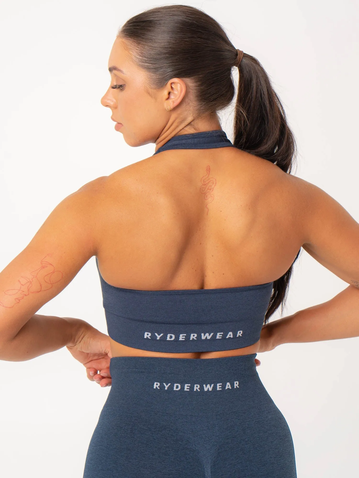 Wear alone seams Contour Halter Bra - Navy Marl