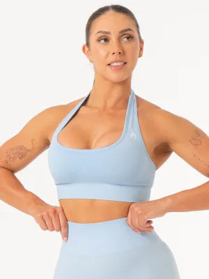 Shock Absorption Zones Contour Halter Bra - Sky Blue Marl