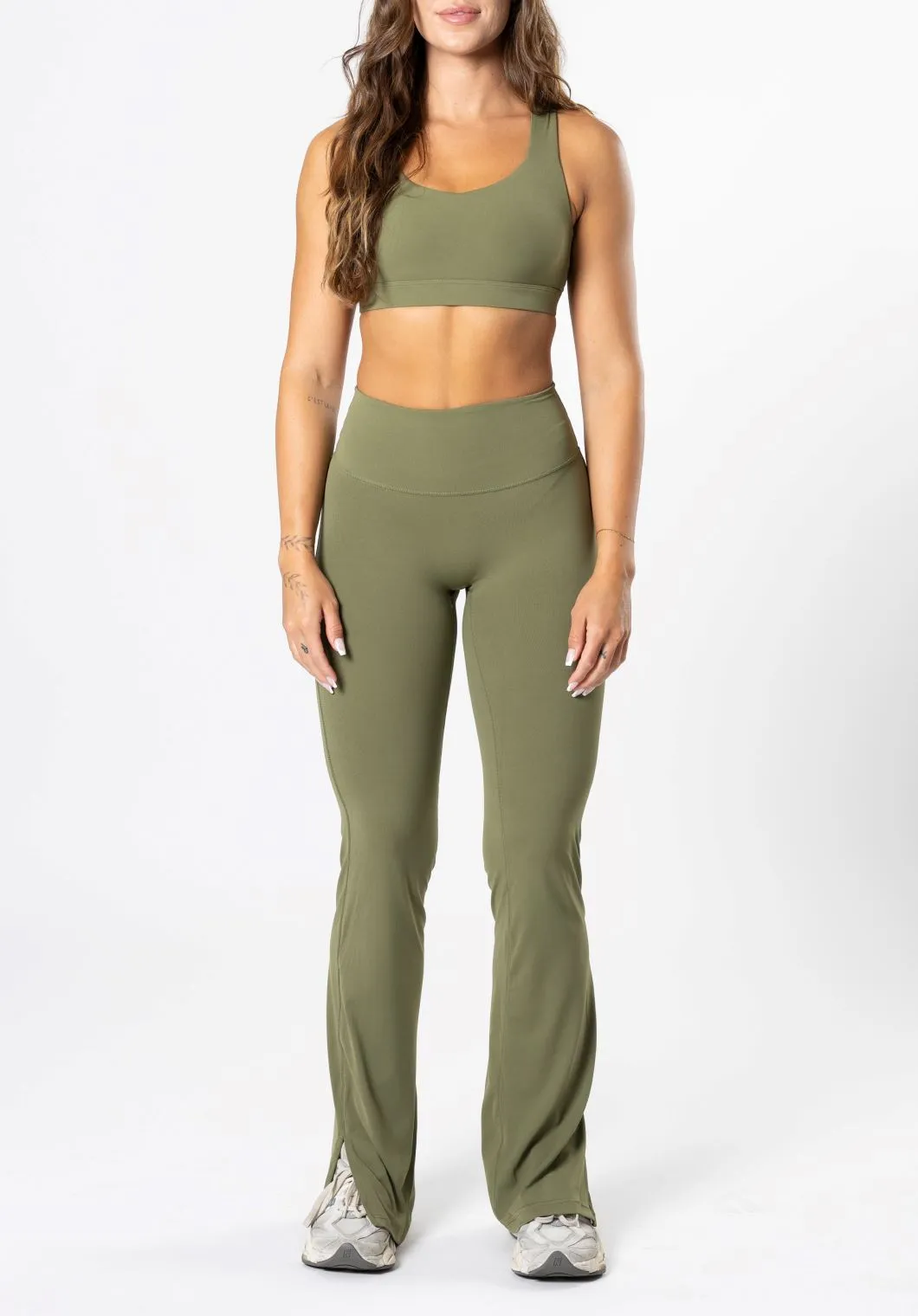 RecStretch Original Sculptseam? Plus Flare Legging 34" Olive Mid Rise