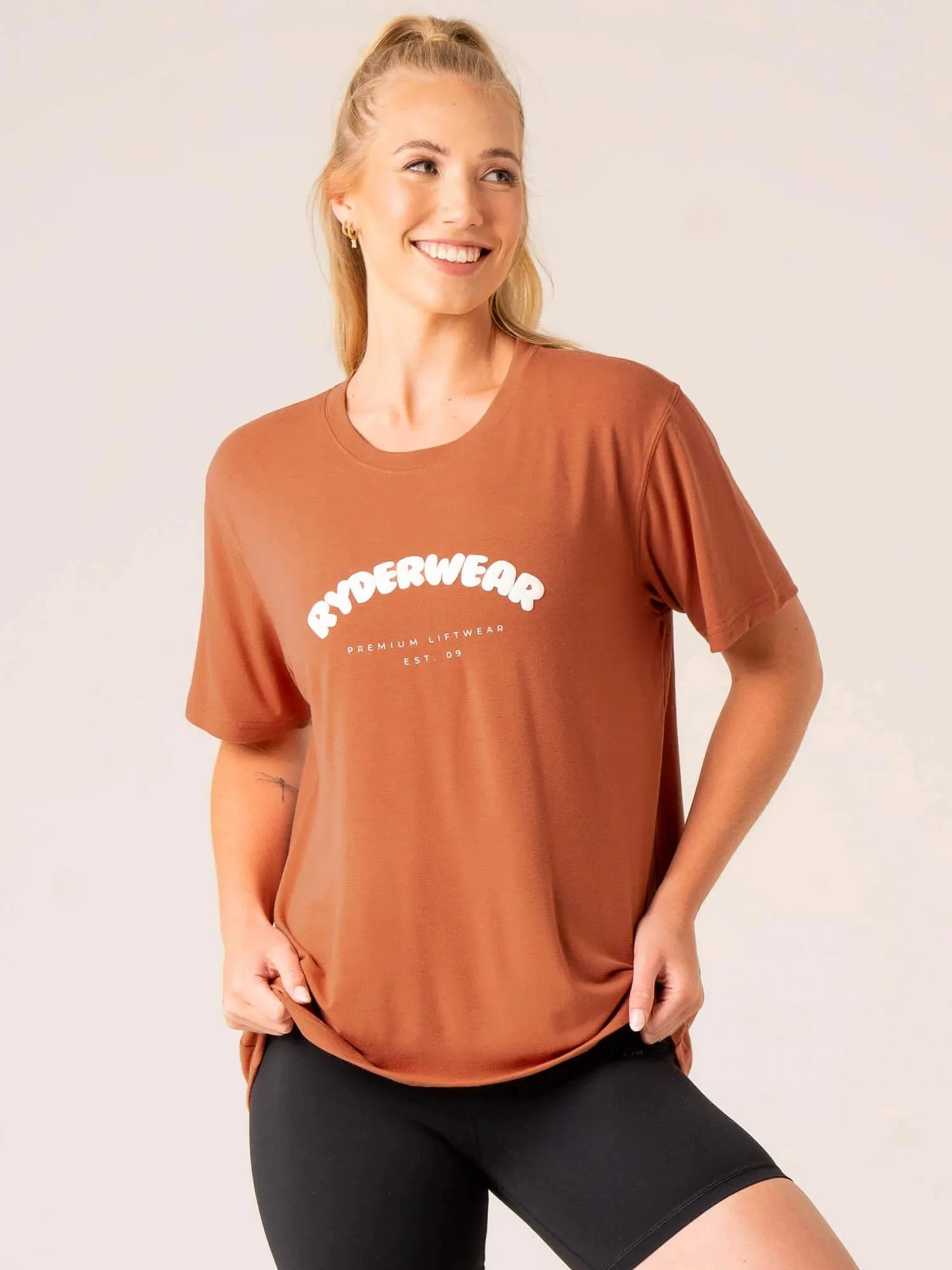 Off Side Longline T-Shirt - Mocha UV Protective Coating