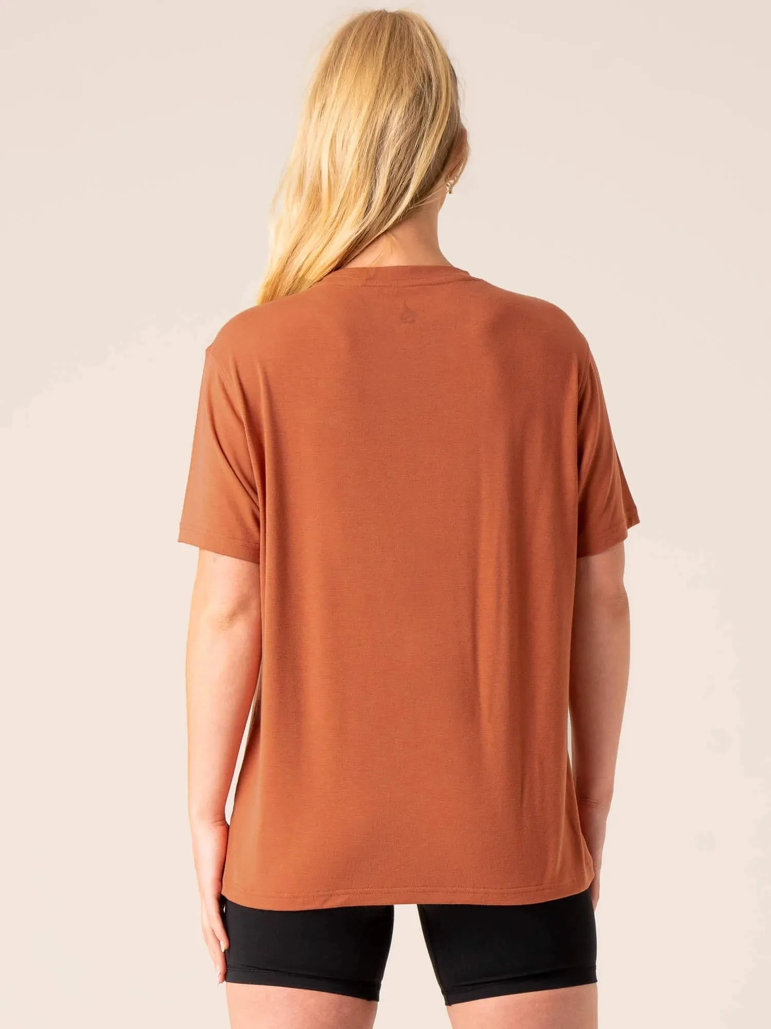 Off Side Longline T-Shirt - Mocha Heather Jersey Material