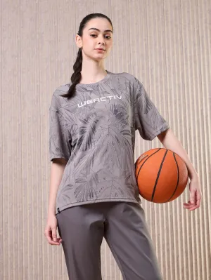 Wrinkle Resistant Material Elderly Comfort Women Jacquard Boxy Fit Round Neck T-shirt with DOUBLE COOL