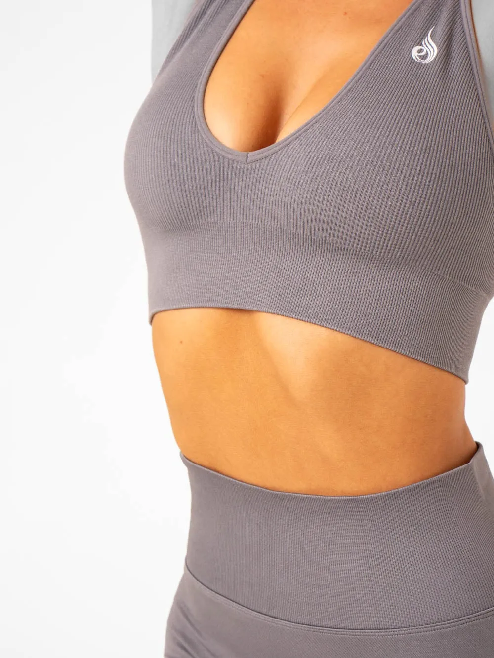 Lift Rib Seamless Halter Sports Bra - Charcoal Tension Dispersion System