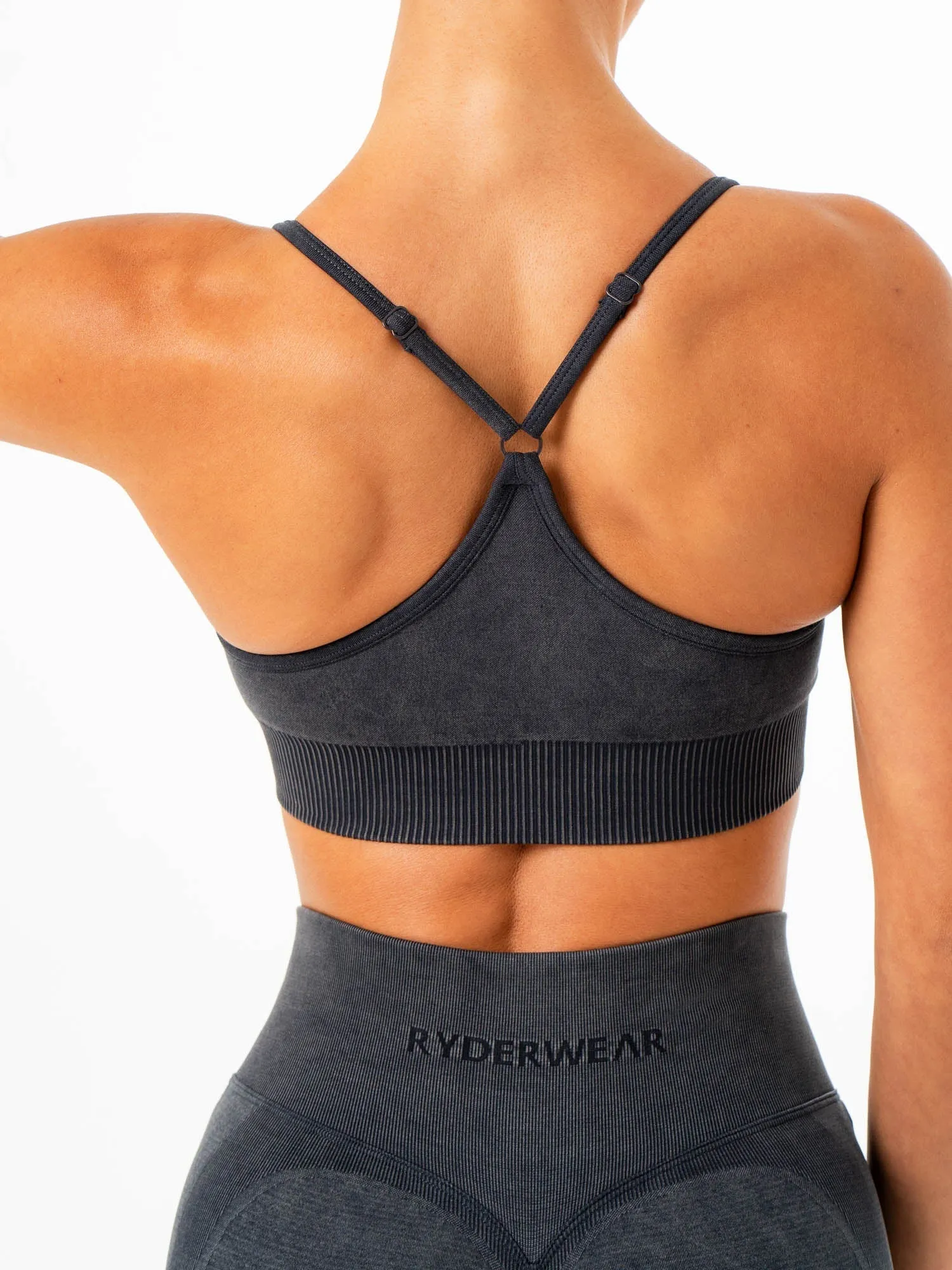 Yogis Stonewash Seamless Sports Bra - Charcoal Stonewash