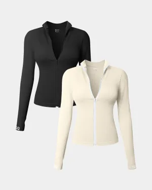 High-Quality Cotton Long Sleeve  Front Zipped  Tops