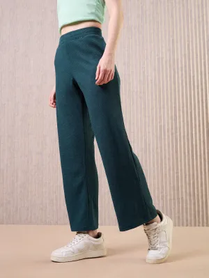 Smooth Zip Closure Women Cubic Melange Relaxed Fit Trackpants with DOUBLE COOL