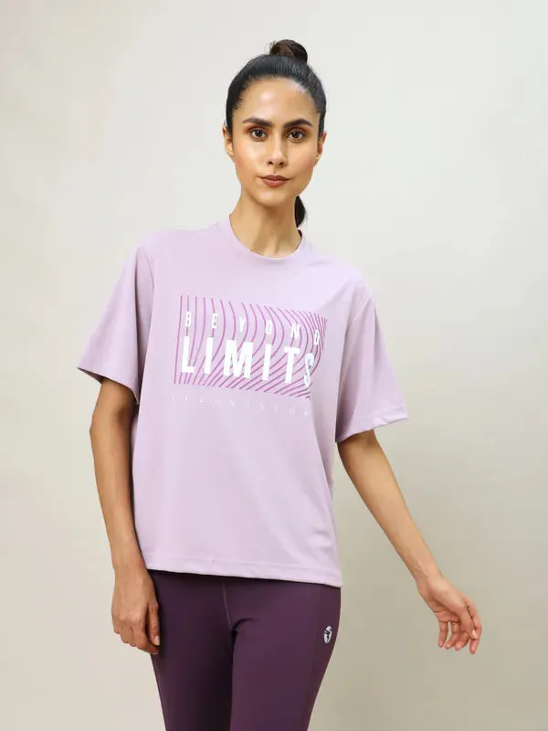 Women Printed Boxy Fit Crew Neck T-shirt with TECHNO COOL  Moisture Management Fabric Essential Style Wear