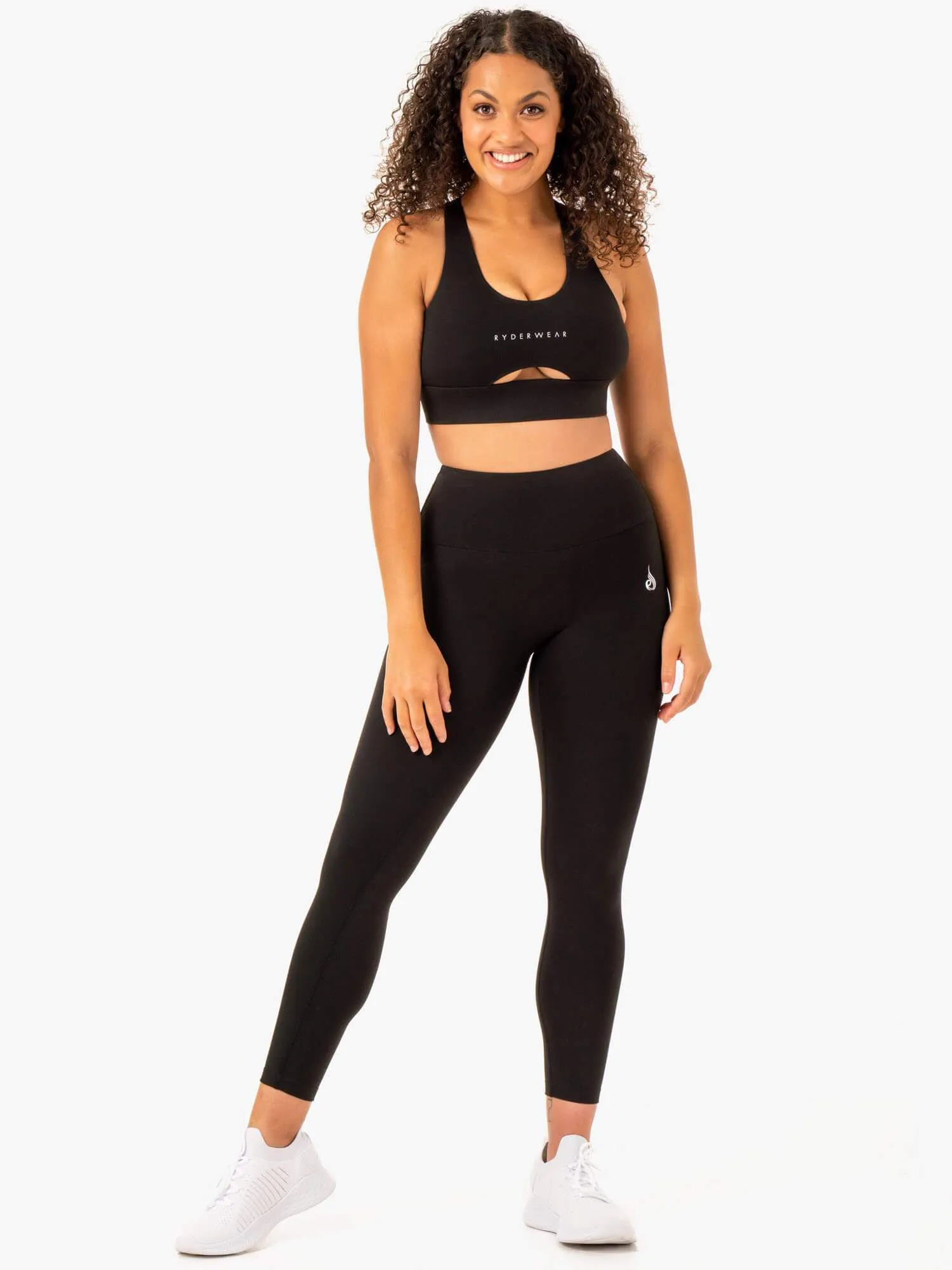 Purple workout gear Layered Coverage Design Focus Contour Sports Bra - Black