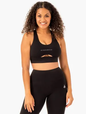 Durable Fabric Plus size seams Focus Contour Sports Bra - Black