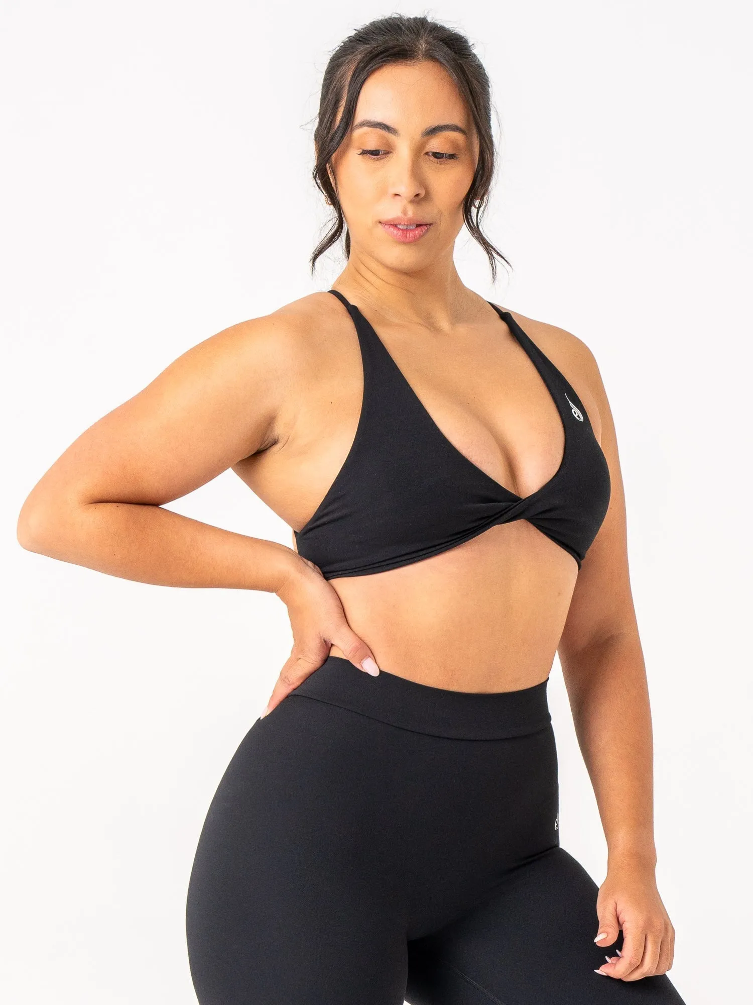 NKD Twist Sports Bra - Black Anti-pilling seams Non-Binding Band