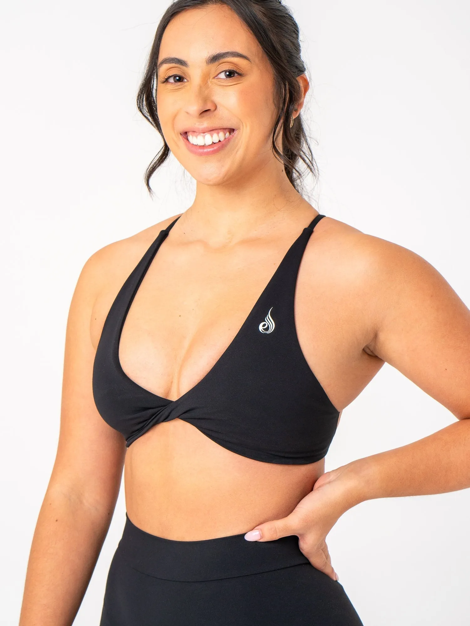 NKD Twist Sports Bra - Black Flexible Underwire