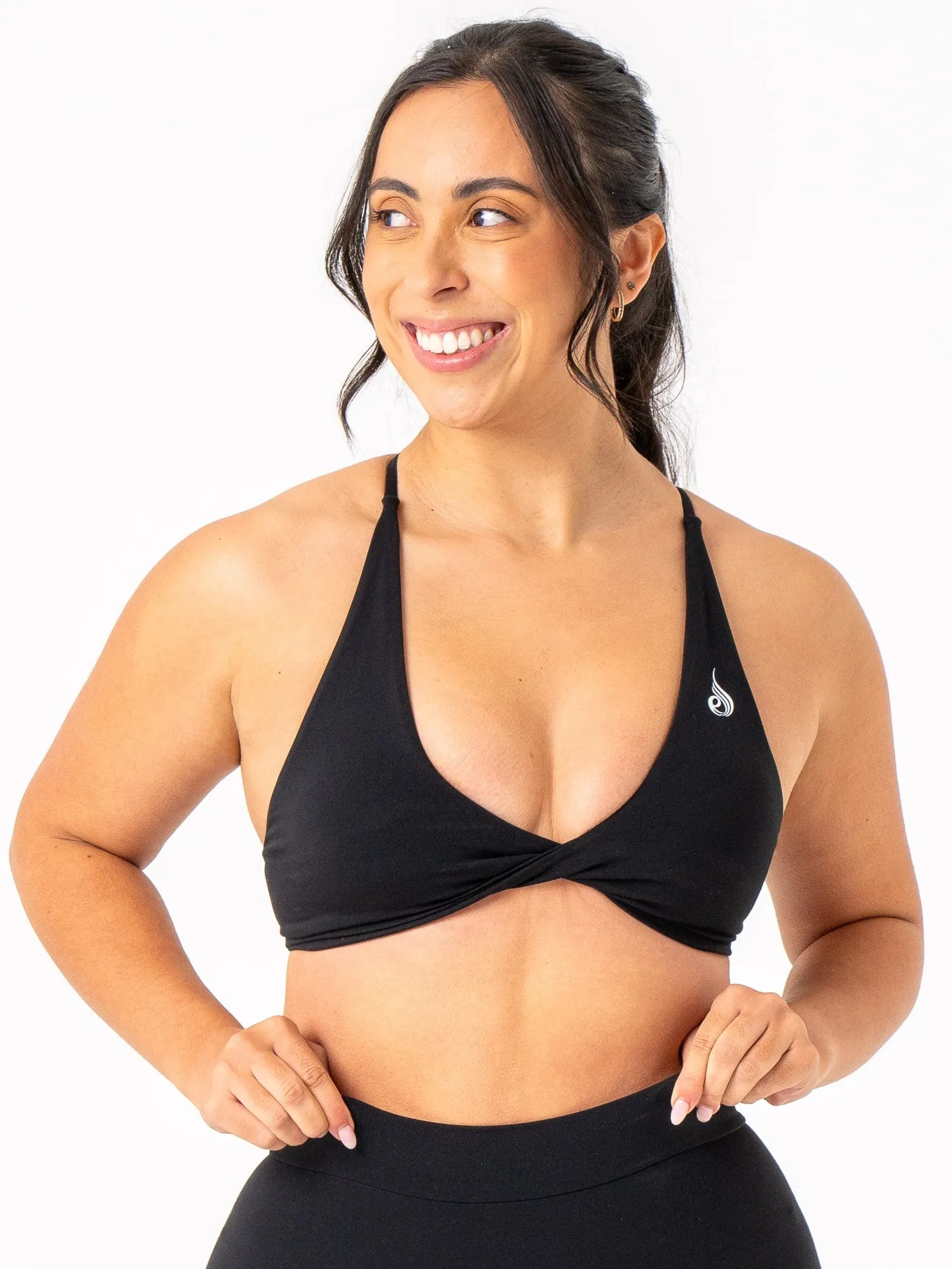 NKD Twist Sports Bra - Black Large Plus size seams