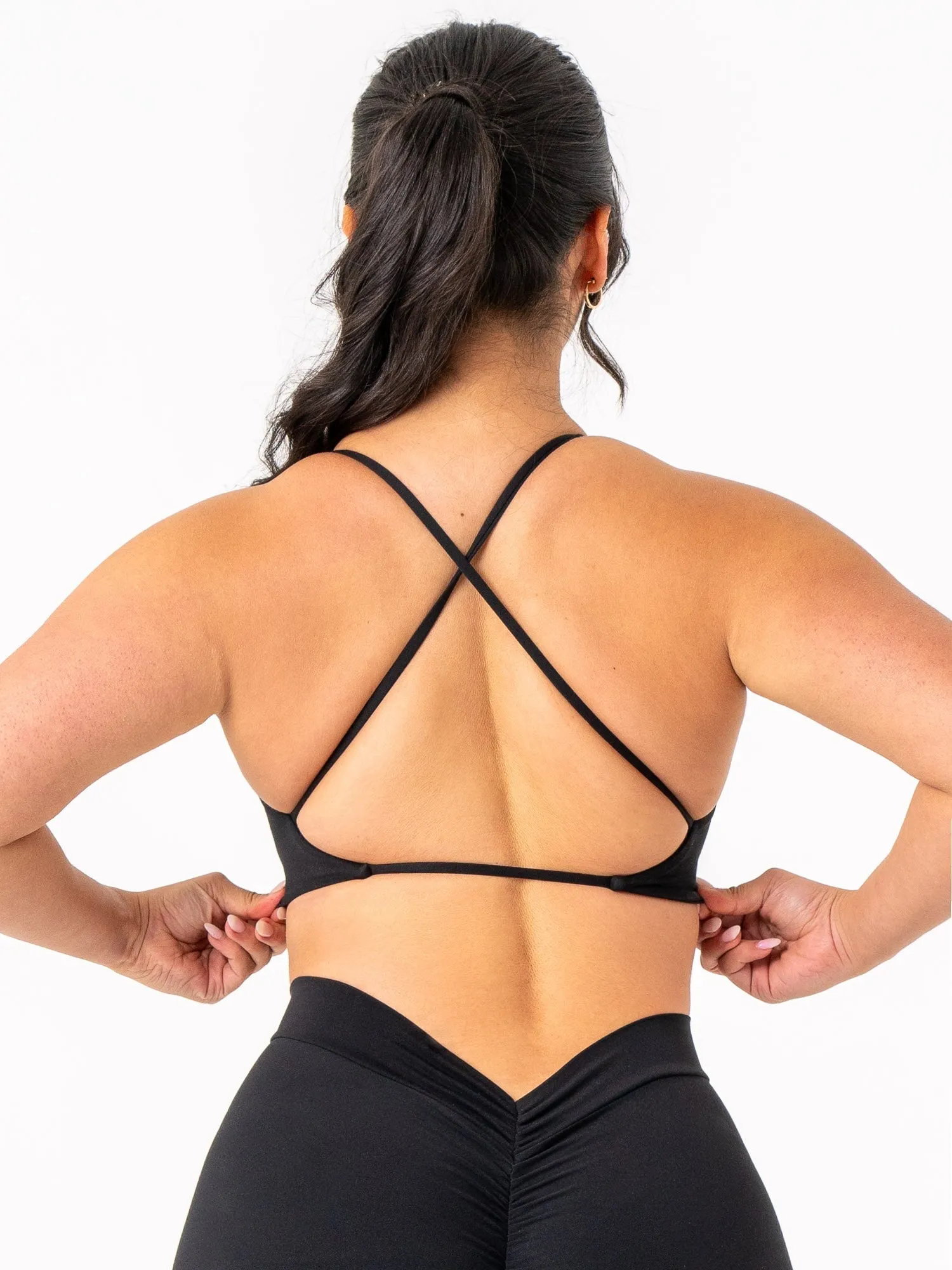 NKD Twist Sports Bra - Black Soft Spandex