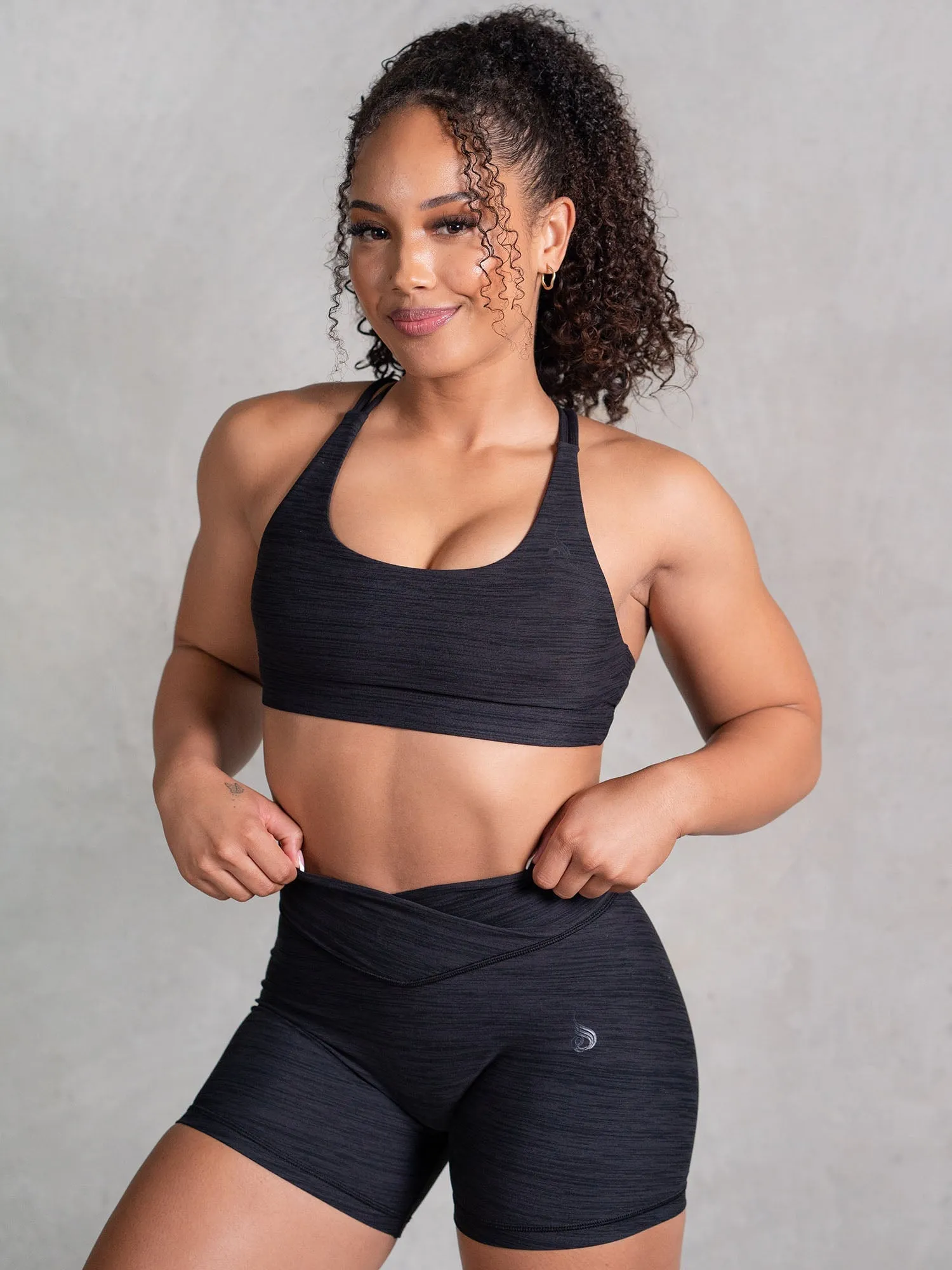 High Impact Support Icon Scoop Neck Sports Bra - Black Marl