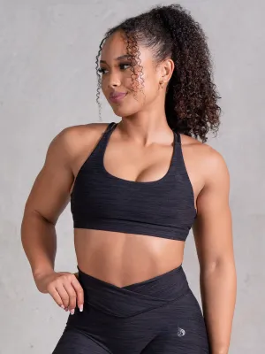 Icon Scoop Neck Sports Bra - Black Marl Endurance training